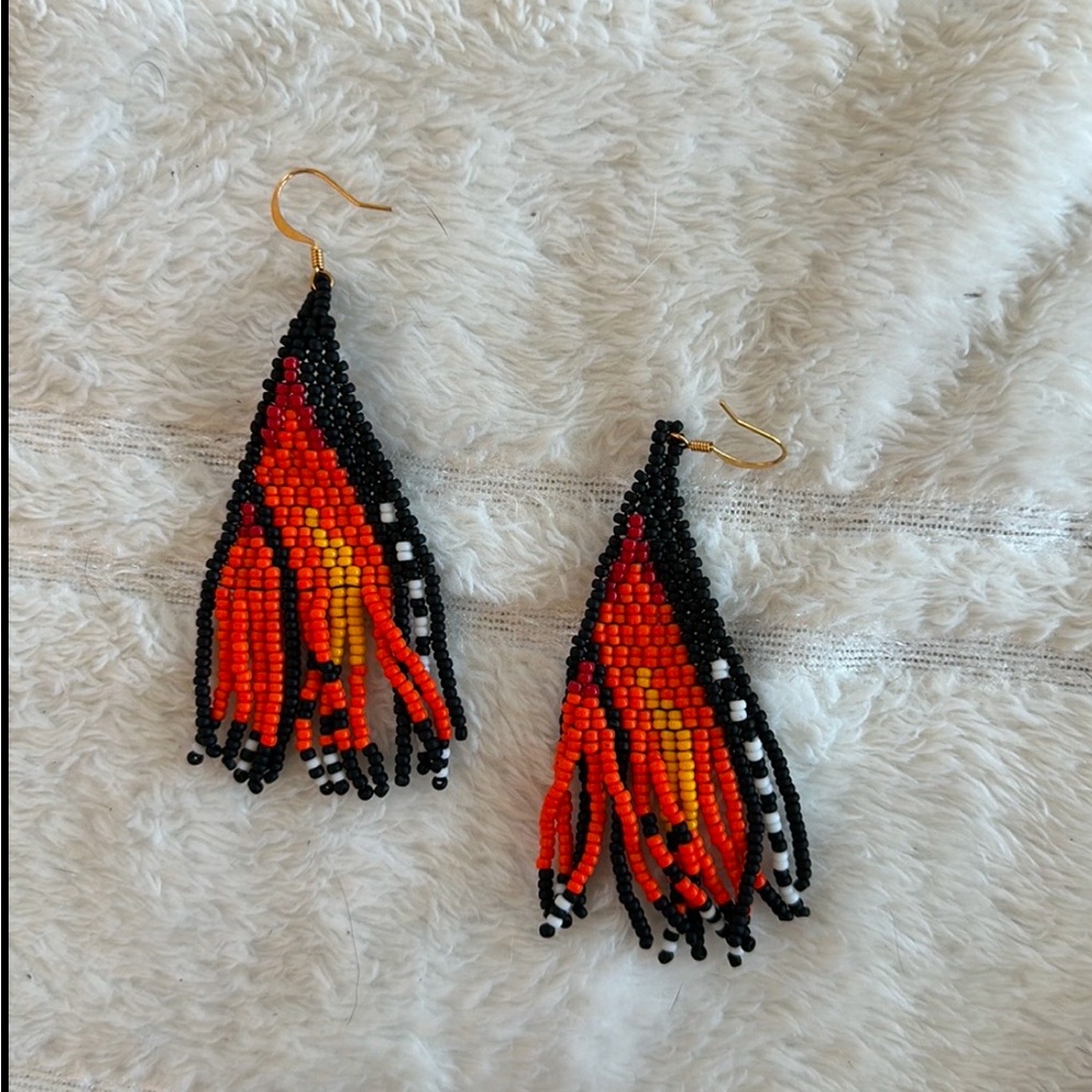 Handcrafted Beaded Earrings - monarch butterfly